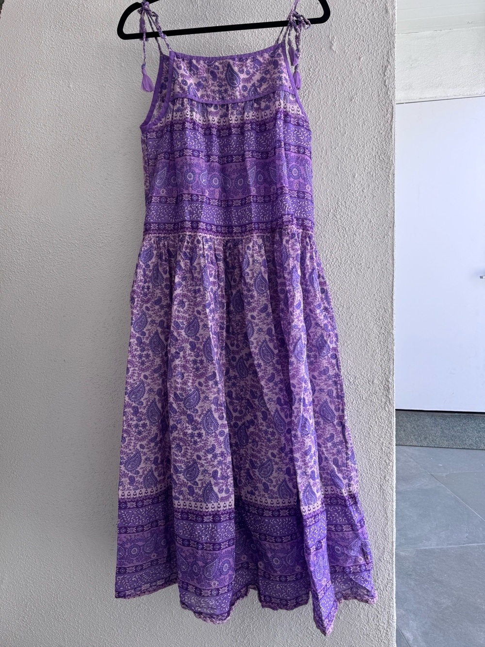 Boheme Purple Paisley Maxi Dress with Tie Straps